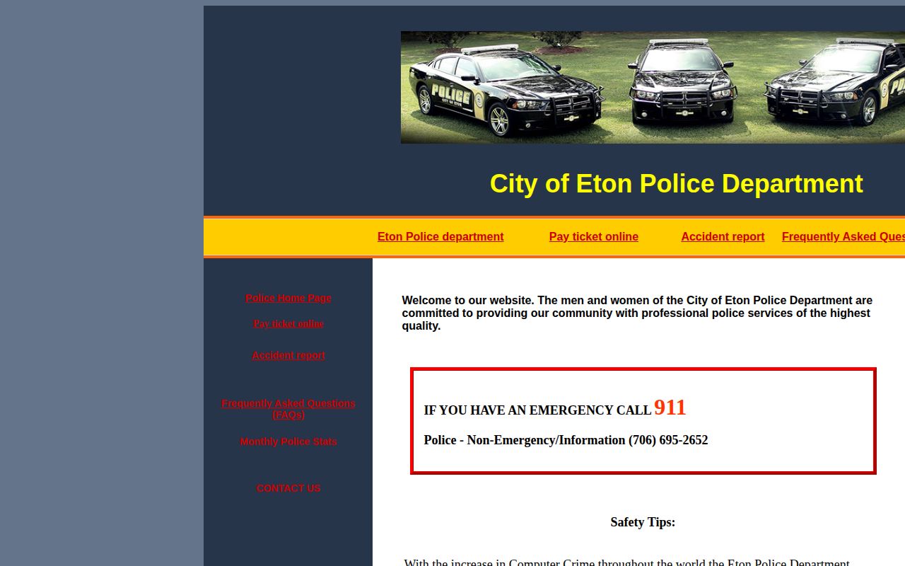 Eton Police Department accident-report interface, not a Murray County booking roster