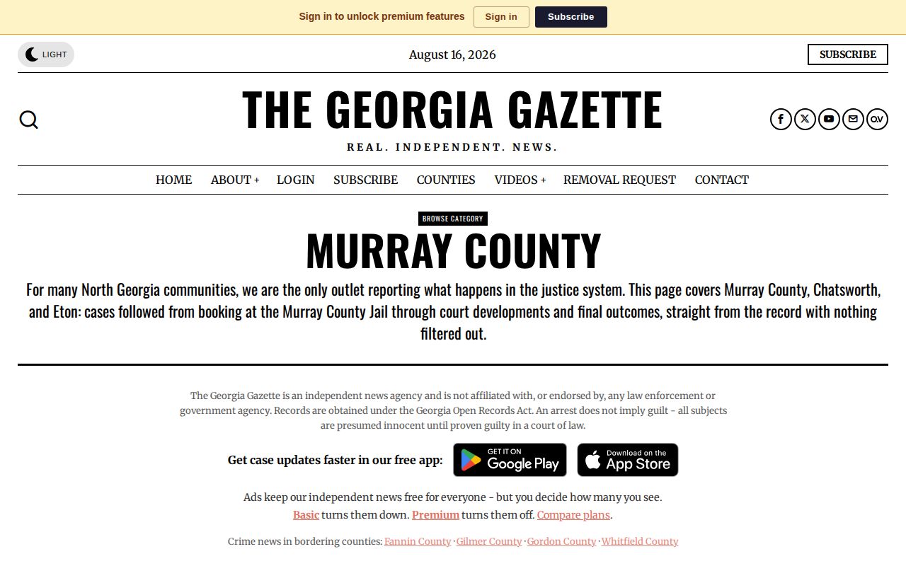 The Georgia Gazette unofficial Murray County justice archive